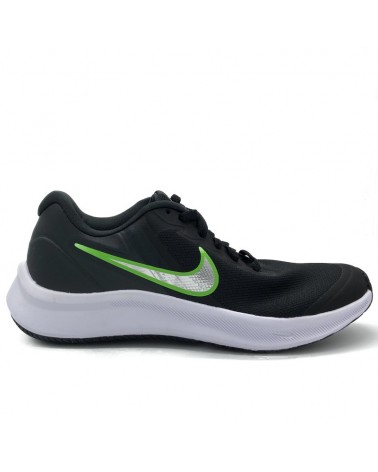 ZAPATILLA NIKE STAR RUNNER NEGRA CON PIPA PLATA Y VERDE
